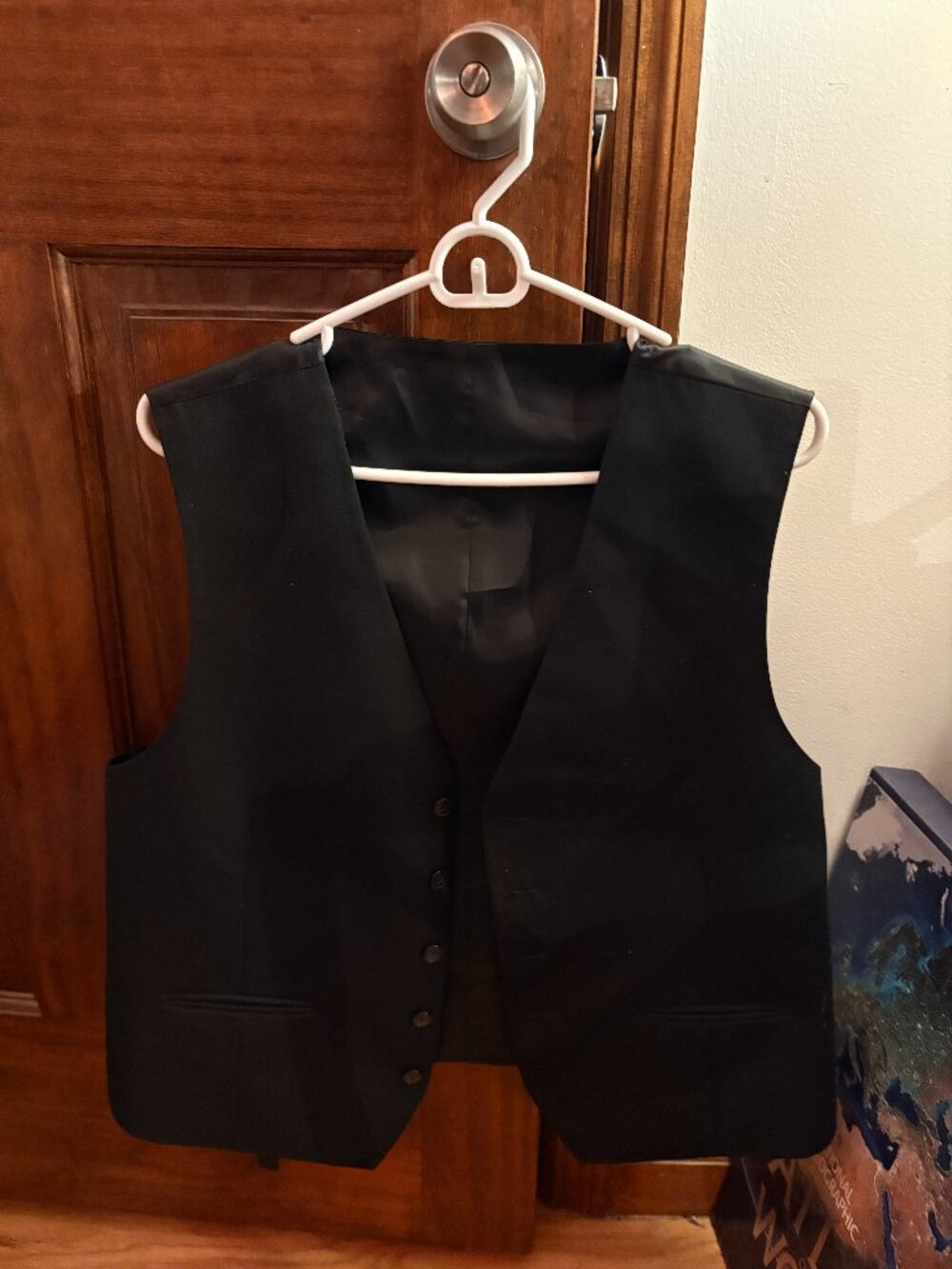 Black Formal Vest Waistcoat | Classic Button Front w/ Adjustable Back